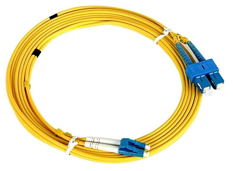 Snor SC-LC duplex OS2  10m 9/125µm. Farge gul